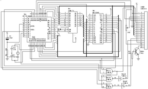 STC89C58RD+單片機與HY628400存儲器的連接電路